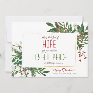 Må Gud fylla dig med Joy & Peace Cotton Greenery Julkort