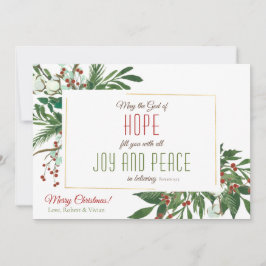 Må Gud fylla dig med Joy & Peace Cotton Greenery Julkort