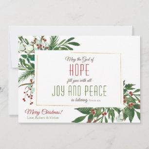 Må Gud fylla dig med Joy & Peace Cotton Greenery Julkort