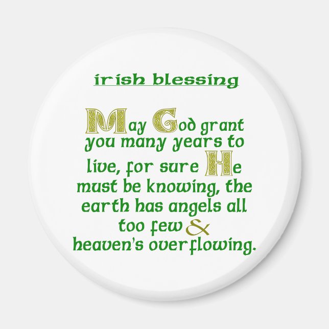 Må Gud Ge Dig Många År Irländskt Välgångsönskan  Magnet (Framsidan)