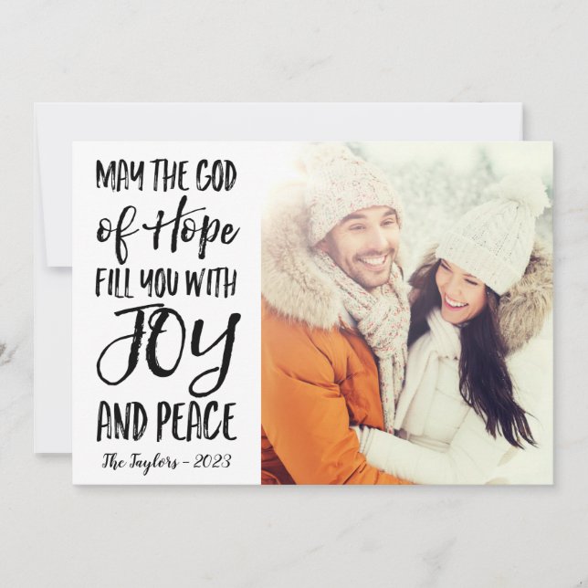 Må Gud glädje Joy Peace Jul-fotokortet Julkort (Framsida)