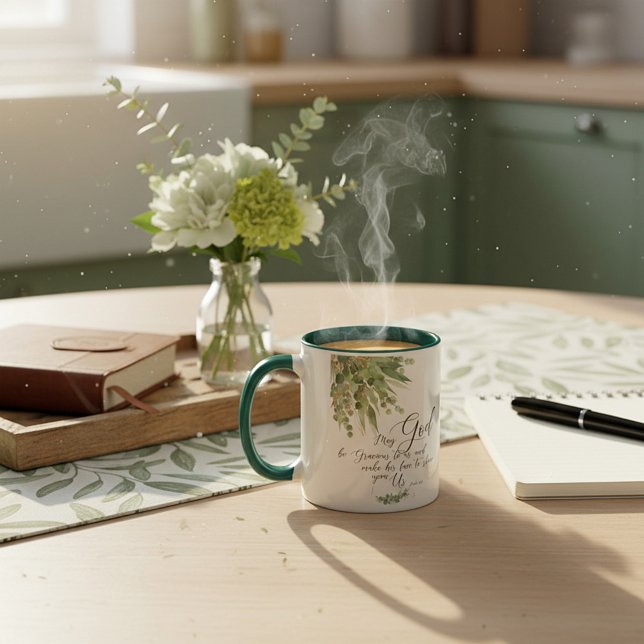 Må Gud vara nådig, gröna och gyllene blad  Mugg (Skapare uppladdad)