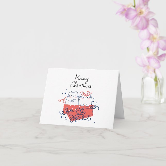 Må jul två katter i en låda Blank Hälsning Kort (Orkide)