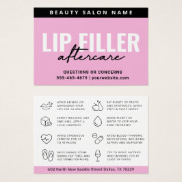 Må Rosa Lip Filler Aftercare Instruktionskort Visitkort