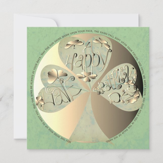 "Må vägen stiga upp..." St. Patrick's Day.  Tack Kort (Framsida)