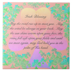 "Må vägen stiga upp upp..." "Irish Blessing. Kakelplatta