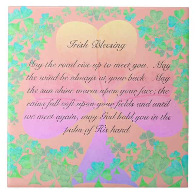 "Må vägen stiga upp upp..." "Irish Blessing. Kakelplatta (Framsidan)