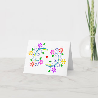 Må Välsigna dig, med blommor, snurra och hjärta Kort