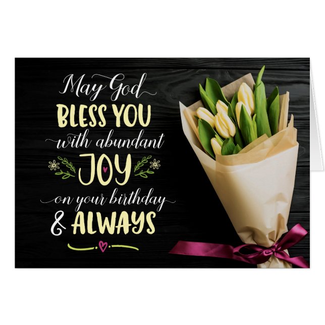 Må Välsigna dig med Joy på födelsedagen Hälsningskort (Framsidan Horizontal)