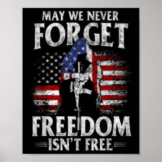 Må vi aldrig glömma Frihet i fria USA flagga Poster
