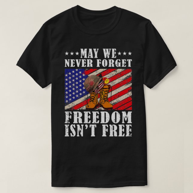 Må vi aldrig glömma frihetsdagen för fria veterane t shirt (Design framsida)