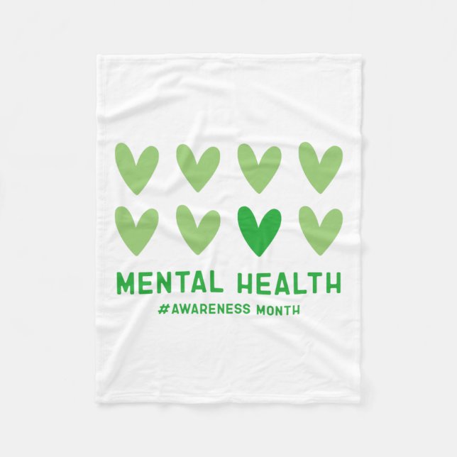 Må vi Bära Grönt Mental Health Awareness Månad Fleecefilt (Framsidan)