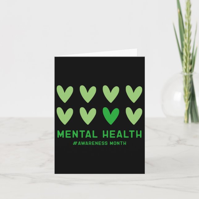 Må vi Bära Grönt Mental Health Awareness Månad Kort (Framsida)