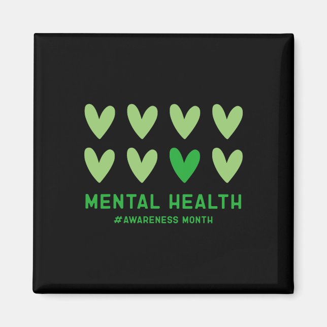 Må vi Bära Grönt Mental Health Awareness Månad Magnet (Framsidan)