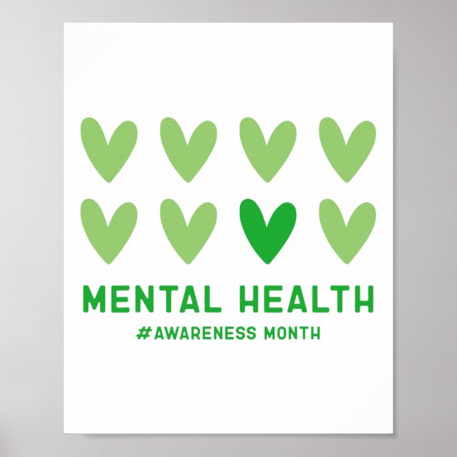 Må vi Bära Grönt Mental Health Awareness Månad Poster (Framsidan)