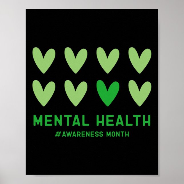 Må vi Bära Grönt Mental Health Awareness Månad Poster (Framsidan)