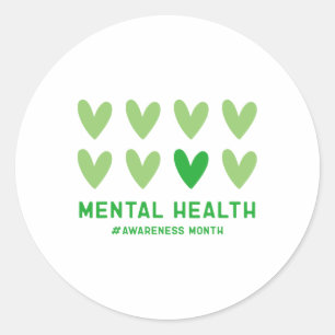 Må vi Bära Grönt Mental Health Awareness Månad Runt Klistermärke