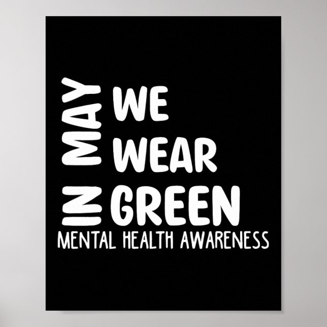 Må vi Bära Grönt Mental Health Awareness Month Gr Poster (Framsidan)