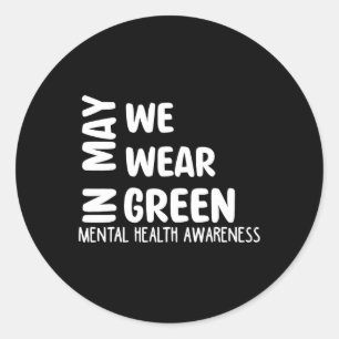 Må vi Bära Grönt Mental Health Awareness Month Gr Runt Klistermärke
