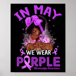 Må vi Bära Lila Black Women Fibromyalgia Awaren Poster
