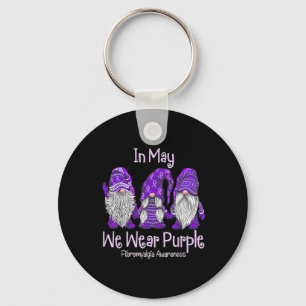Må vi Bära Lila för Fibromyalgia Awareness Gnom Nyckelring