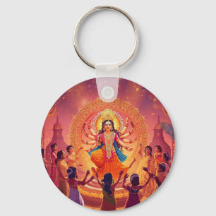 Maa Durga - hjärtat i Dussehra Firande Nyckelring