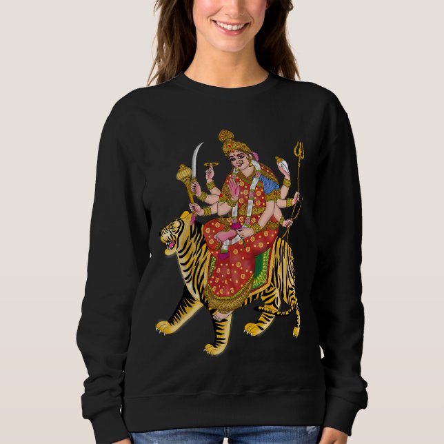Maa Durga Sweatshirt | Hindu Goddess Durga Spiritu T Shirt (Framsida)