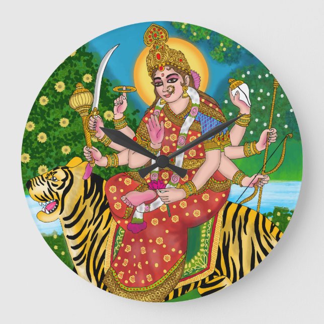 Maa Durga Wall Clock Stor Klocka (Framsida)