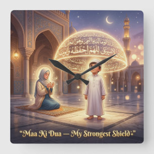 Maa Ki Dua Skydds Kupol Islamiska Mors Dag Fyrkantig Klocka
