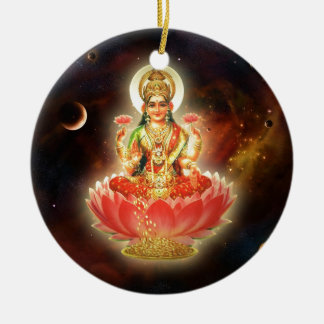 Maa Maha Lakshmi Devi Laxmi gudinna av rikedom Julgransprydnad Keramik