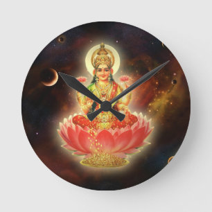 Maa Maha Lakshmi Devi Laxmi gudinna av rikedom Rund Klocka