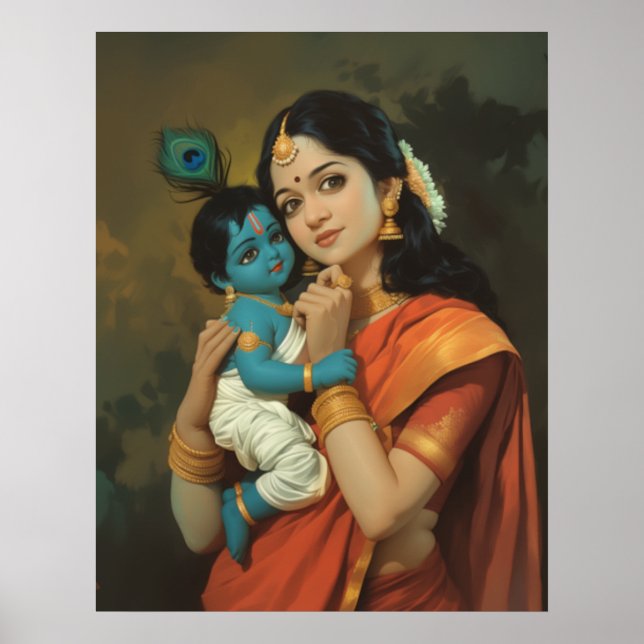 Maa Yashoda och Little Krishna Poster (Framsidan)
