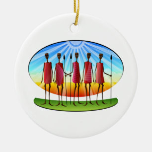 Maasai Manar med Spears Kwanzaa Julgransprydnad Keramik