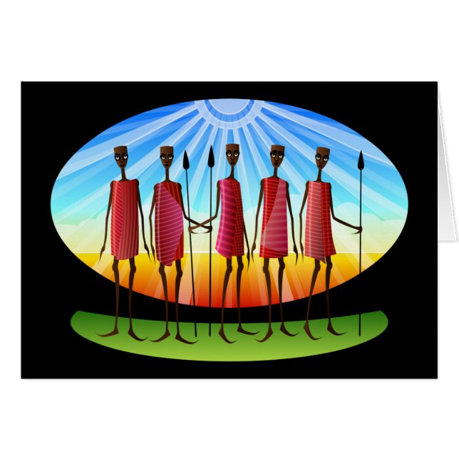 Maasai Manar med Spears OBS Kort (Framsidan Horizontal)