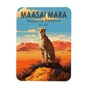 Maasai Mara National Reserve Cheetah Travel Art Magnet