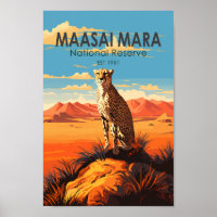 Maasai Mara National Reserve Cheetah Travel Art