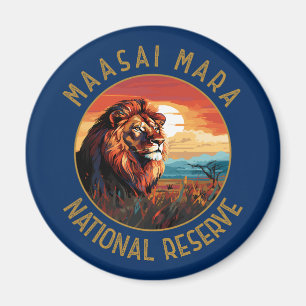 Maasai Mara National Reserve Lejon Retro Distress Magnet