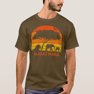 Maasai Mara Safari Elephant Lejon Sunset Kenya Saf T Shirt