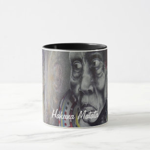Maasai Mor & Child med Lejon Art Print/Graphic Mugg