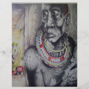 Maasai Mor och Child med Lejon Art Print