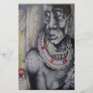 Maasai Mor och Child med Lejon Art Print/Graphi Brevpapper