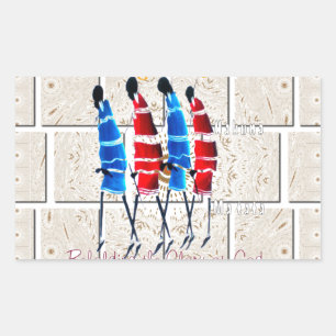 Maasai Morans Christian Art Skriv ut Rektangulärt Klistermärke