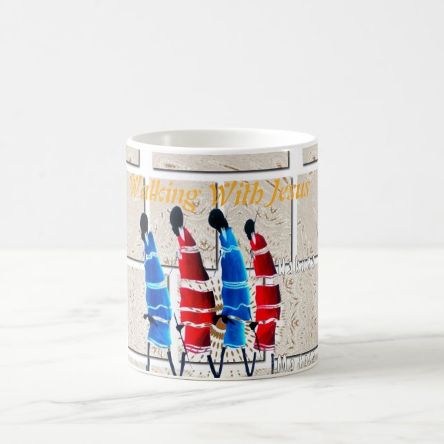 Maasai Morans kristna konsttryck Kaffemugg (Center)