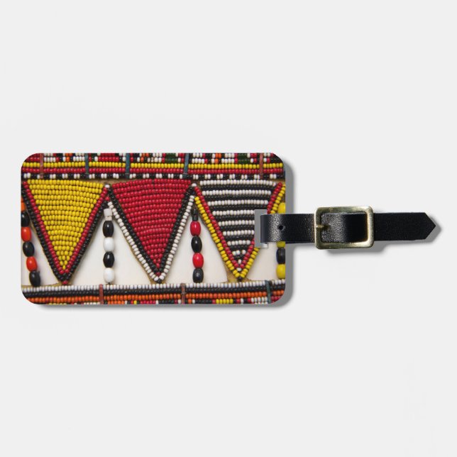Maasai Stam Pärlarbete Bagagebricka (Horisontell Framsida)