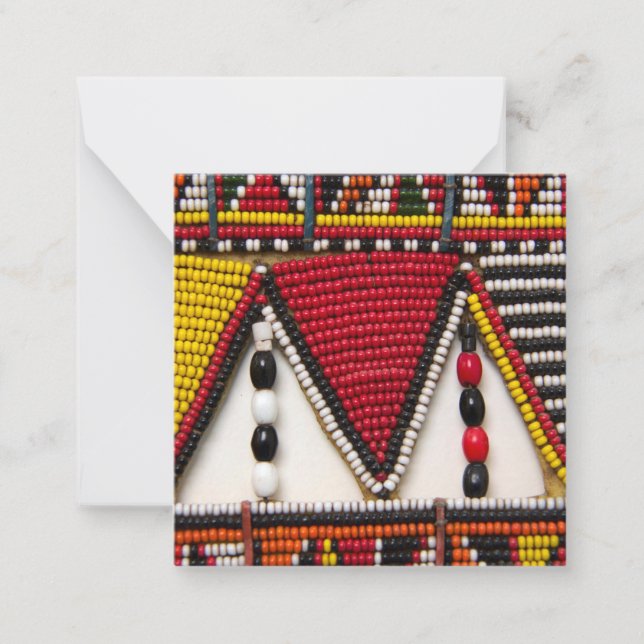Maasai stamm pärlarbete anteckningskort (Framsida)