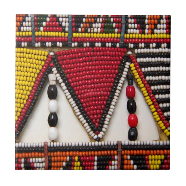 Maasai stamm pärlarbete kakelplatta (Framsidan)