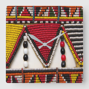 Maasai-stammens pärlarbete fyrkantig klocka