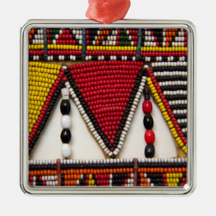 Maasai stammets pärlarbete julgransprydnad metall