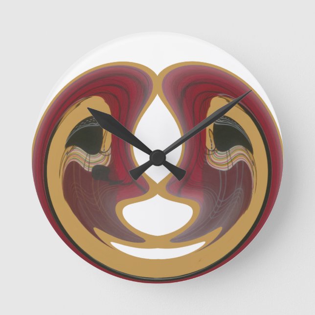 Maasai Tribal Whirl Art Print Rund Klocka (Framsida)