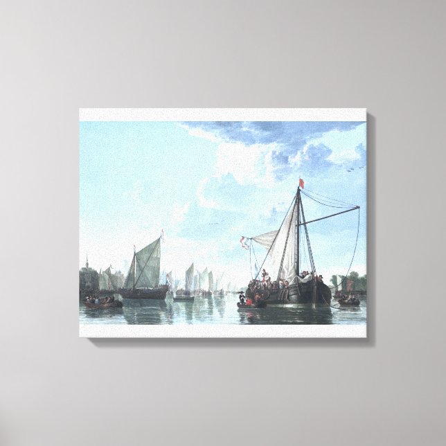 Maasen på Dordrecht vid dag Canvastryck (Framsida)